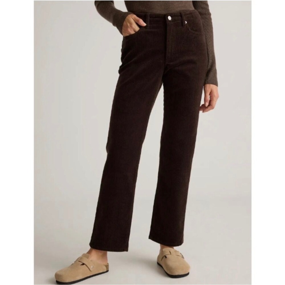 Quince Organic Stretch Corduroy Straight Leg Pants in Espresso - 14‎